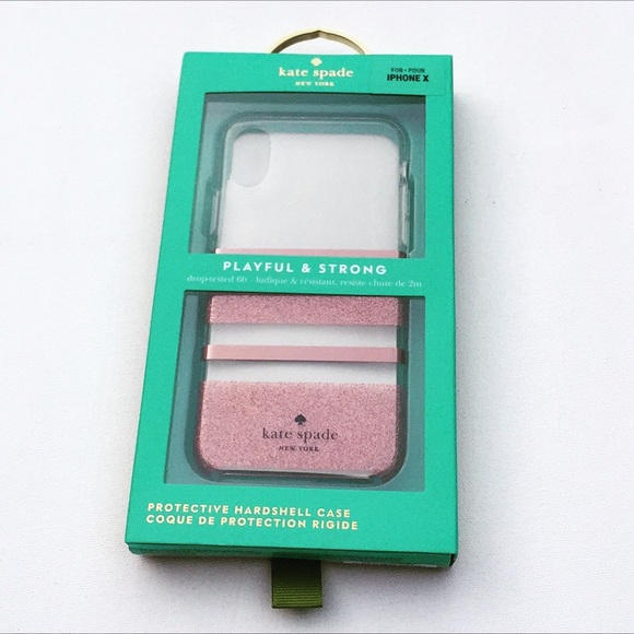 New Kate Spade Sleek Pink Glitter IPhone X Case - Picture 4 of 6
